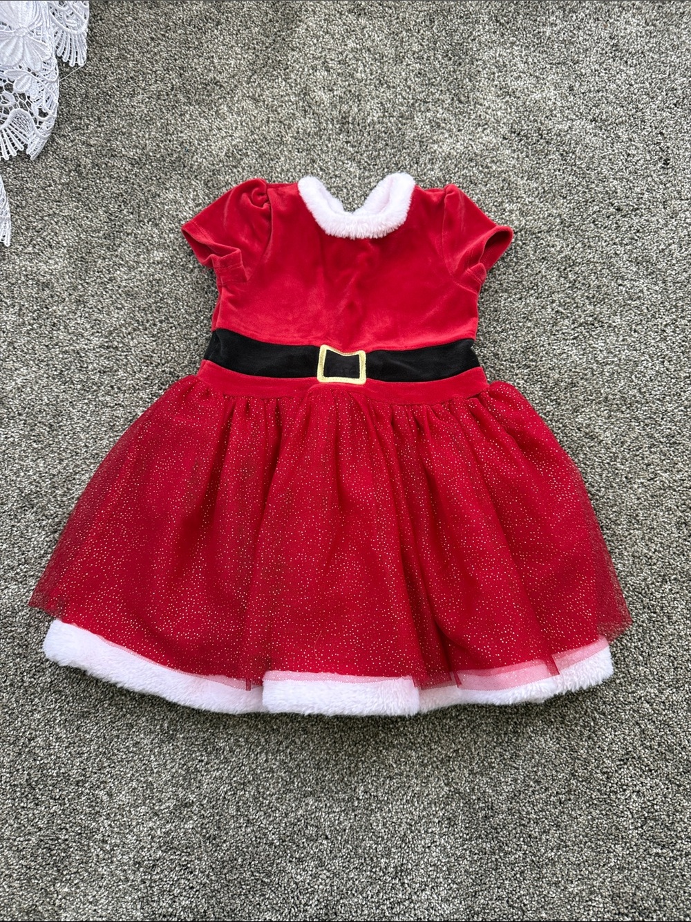 Holiday Santa Toddler GIRL'S SIZE 4T Red Soft Velour Dress, Balloon Sleeves, EUC